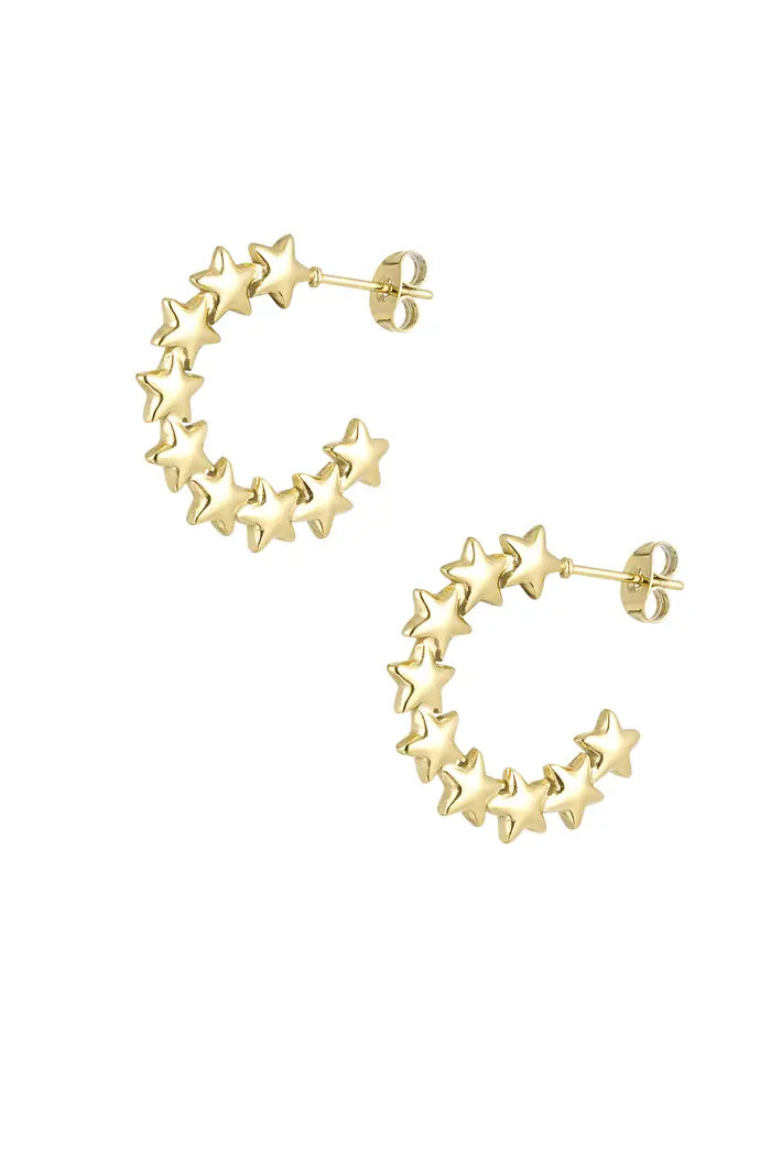 OORBELLEN ROND STERREN | GOLD