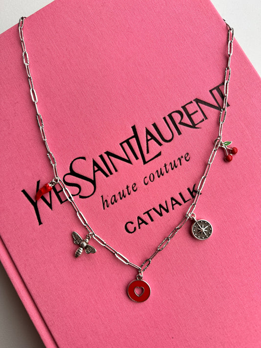 HANDMADE KETTING RED | SILVER