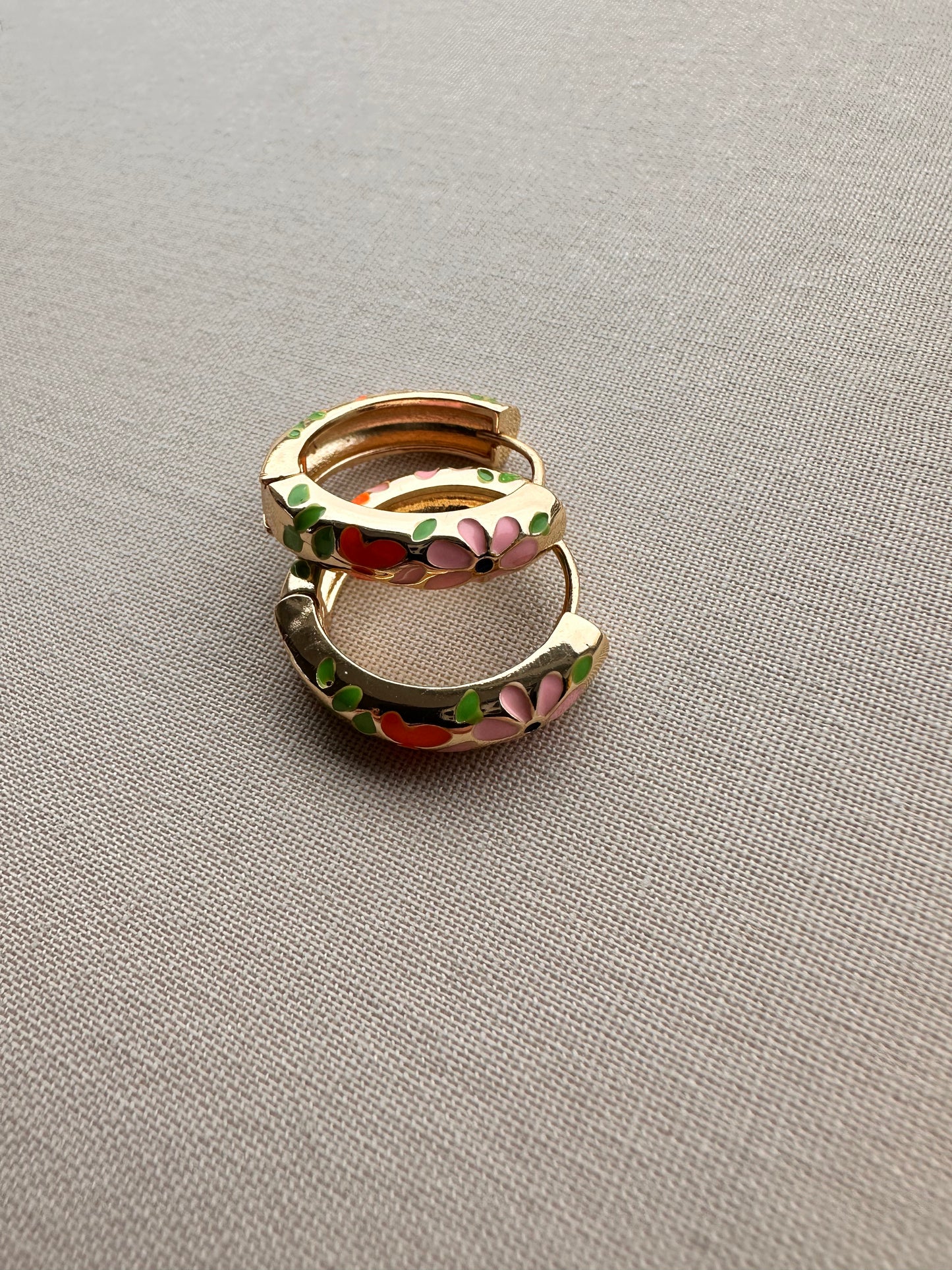 OORBELLEN PINK FLOWERS | GOLD