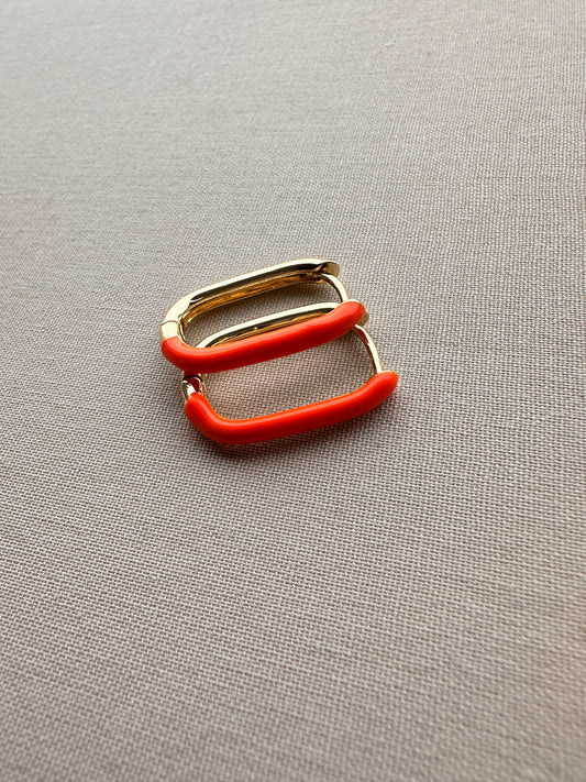 OORBELLEN ORANGE HOOPS | GOLD