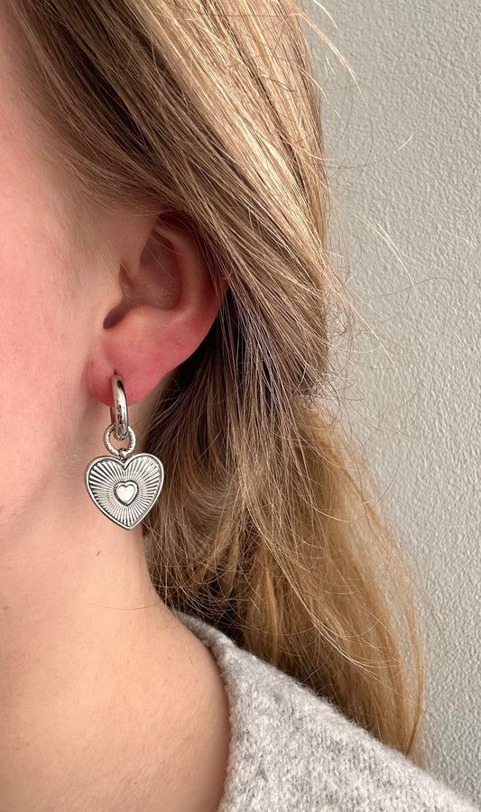 OORBELLEN HEART | SILVER